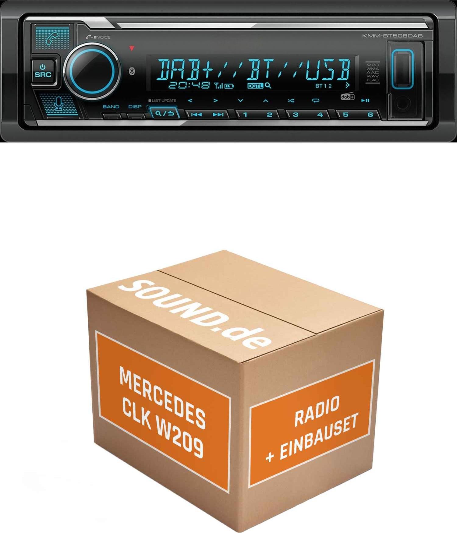 Autoradio Einbaupaket Kenwood KMM BT508DAB passend für Mercedes CLK W209 + Harman Kardon System Schwarz | Bluetooth Telefonieren DAB+