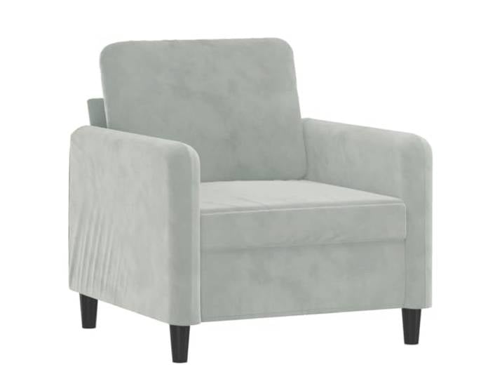 KTHLBRH 3-teiliges Sofa-Set aus hellgrauem Samt Weicher Samt, robuster Rahmen, 6 Kissen, Schaumstoff, geeignet für Wohnzimmer