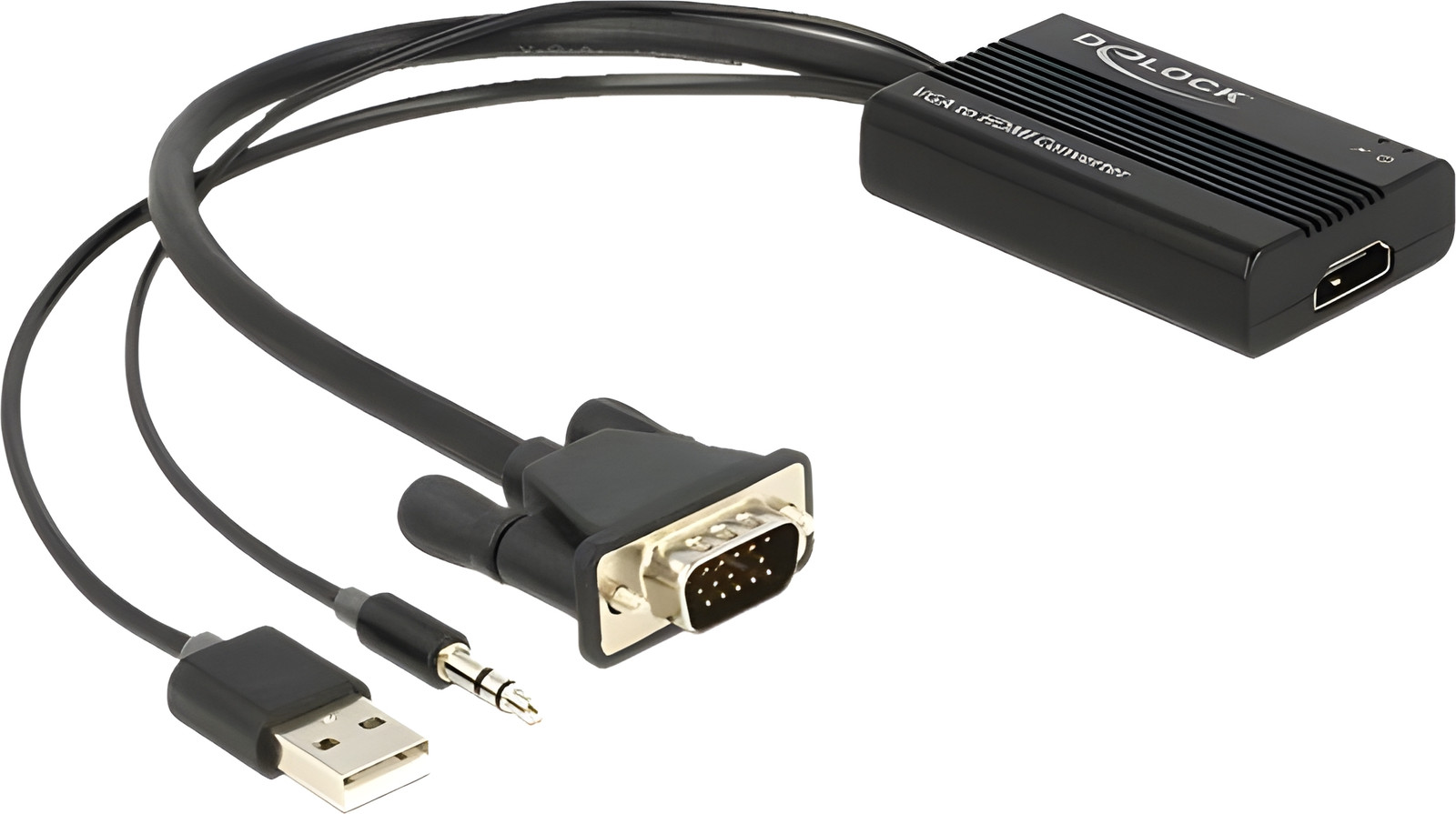 Delock 62597 VGA naar HDMI Adapter met Audio, D-Sub15 naar HDMI