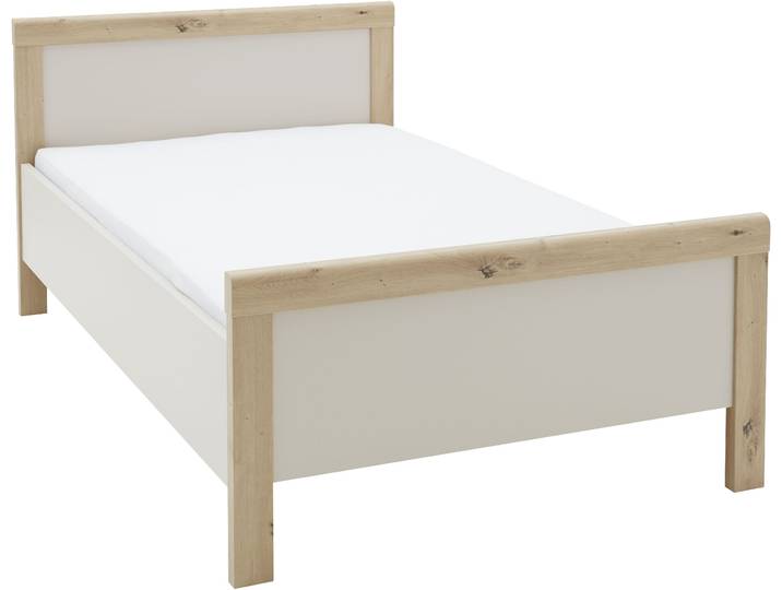 Einzelbett PRIESS Warburg hochwertiges Komfortbett aus Deutschland , grau (eiche artisan, sandgrau), B:128cm H:94cm L:208cm, Betten, Einzelbett, geeignet für Motorrahmen, mit abgerundete Kanten
