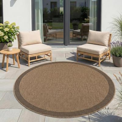 Outdoorteppich AYYILDIZ TEPPICHE "TIMBER 1402,auch als Läufer und Rund", beige, H:5mm Ø:120cm, Polypropylen, Teppiche, Outdoorteppich, In und Outdoor, Jute Sisal Optik, Wohnzimmer, Terrasse