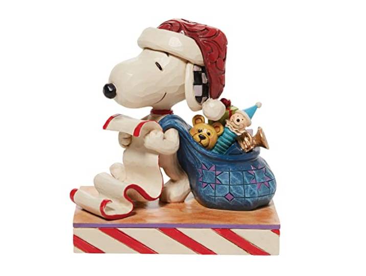 Enesco Jim Shore Peanuts Santa Snoopy mit Weihnachtsliste und Spielzeugtasche, 10 cm, mehrfarbig