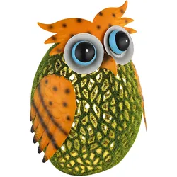 Solarleuchte Eule Gartenfigur Dekoleuchte Terrassenleuchte Balkon, IP44, Akku, bunt grün, 1x LED, LxBxH 20x15x21 cm