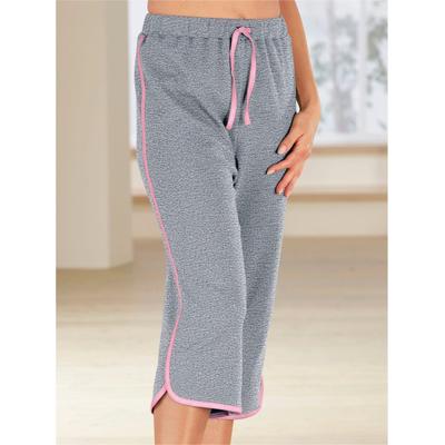Caprihose, Damen, Gr. 44, Normalgrößen, grau (grau, meliert), 75% Baumwolle, 25% Polyester, unifarben, knielang, Hosen Caprihose