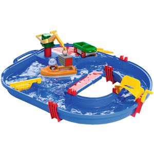 AquaPlay Wasserbahn 8700001501 Start Set, mit Hafen, Kran und 2 Booten, 17 Teile