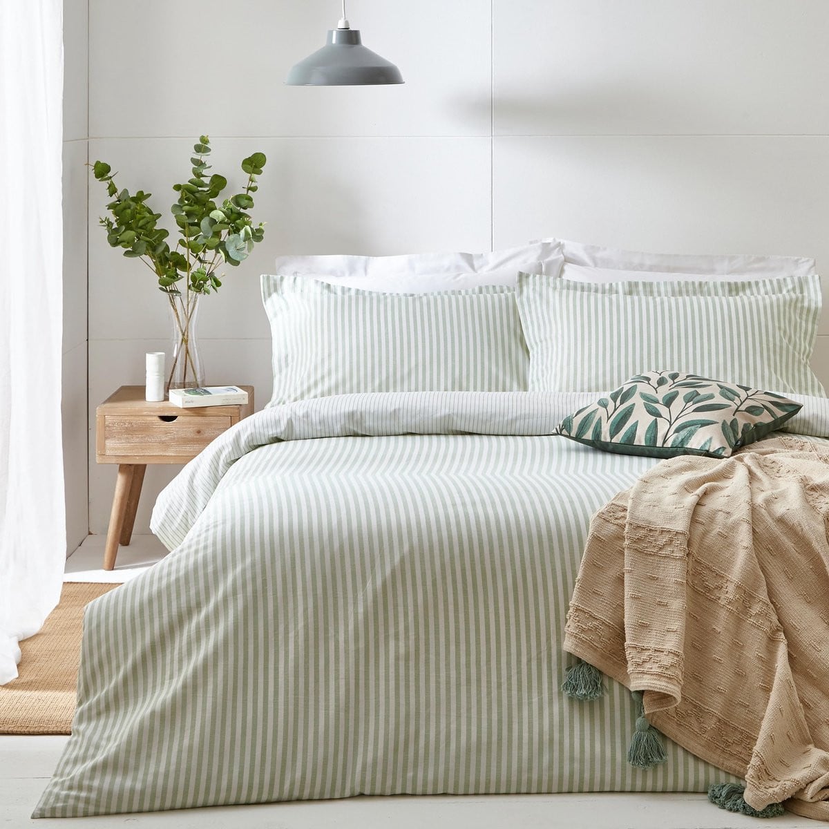 Omgoods Hebden Mélange Striped Katoenen Dekbedovertrekset Super King