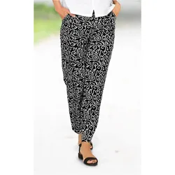 Viskose-Hose in Muster schwarz in Größe 38 von DW-Shop, Schwarz, 38