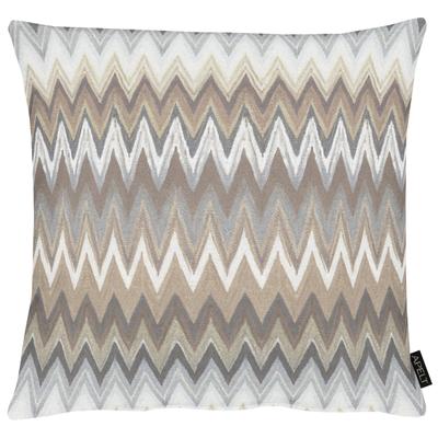 Dekokissen APELT "Zigzag", beige (taupe, beige, bedruckt), B:48cm H:10cm L:48cm, Baumwolle, Dekokissen_Sitzkissen_Kissenhüllen, mit Zickzack-Muster