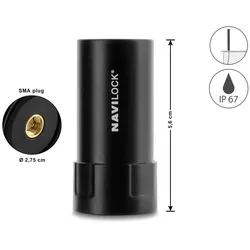 Navilock GNSS Multiband Antenne SMA Stecker 35 dB aktiv outdoor schwarz 5,6 cm, Netzwerkantenne