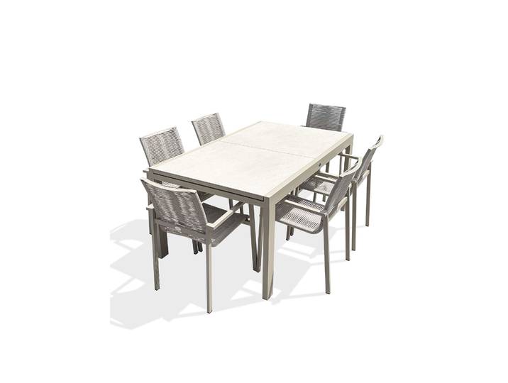 Kalibo - Ensemble Repas De Jardin En Aluminium Et Sinterstone (6 Places) - Dcb Garden