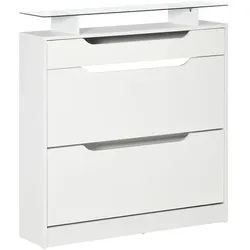 HOMCOM Schuhschrank mit 2 Türen für 16 Paar Schuhe, mit Schublade, Regal und Ablagefläche
