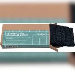 Sigel Ersatzpads für Holz-Board-Eraser schwarz, mit Klett, VE = Packung = 5 Stück