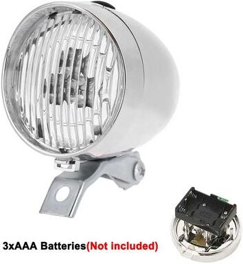 Uplifted Goods Vintage Style Bicycle Front LED Headlight For Night Riding Safety battery Silver