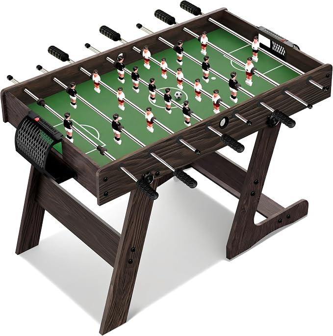 1,2 m Fußballtisch 48 Zoll Spieltisch für Zuhause Spielzimmer Kinder Erwachsene - Kompakter Kickertisch mit Stahlstangen und 2 Bällen