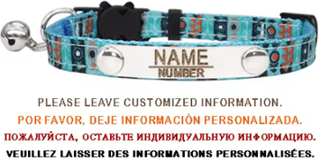 Inspire Curations Personalized Bell Cat Collar Adjustable Breakaway Buckle Small Dog Collar Pet Supplies Nameplate Kitten Collar Accessory blue