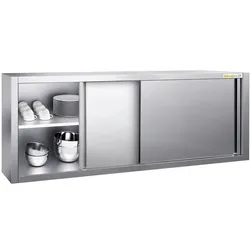 Edelstahl-Wandschrank 2000 x 400 mm / Höhe 650 mm mit Schiebetüren PREMIUM - GOLDINOX