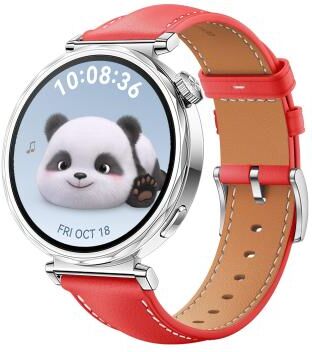 Everyday Crate Huawei Watch GT 5 41mm Genuine Leather Watch Band For Women With Silver Buckle red