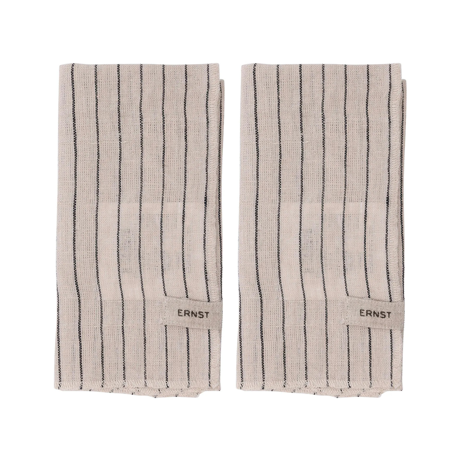 ERNST Servetten 2-pack gestreept Zwart-beige 40x40 cm
