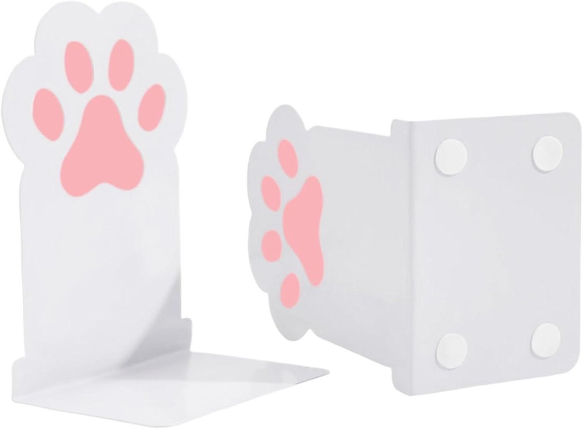 Metalen boekensteunen Kattenpoot decoratie Wit B/D/H: 9 x 12 x 9 cm