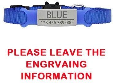 Inspired Finds Custom Engraved Breakaway Cat Collar With Personalized ID Tag blue
