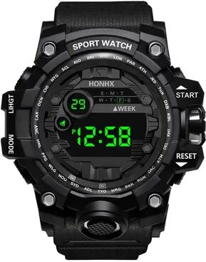 ModernMart Mens Big Dial LED Digital Sports Watch Waterproof Stopwatch Alarm Fitness Wristwatch black