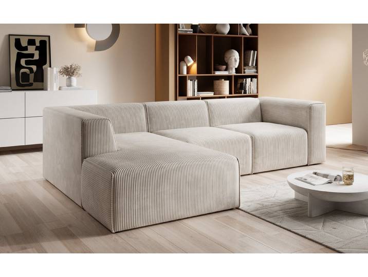 PROMETO Möbel Ecksofa FUEGO - weiches und bequemes Sofa aus Cord-Stoff