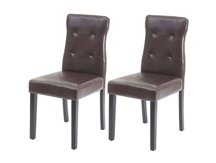 2er-Set Esszimmerstuhl HWC-E58, Stuhl Essstühle Kunstleder braun, dunkle Beine