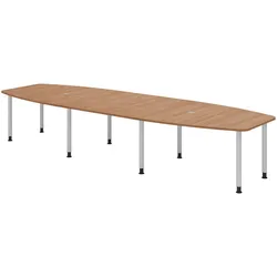 bümö Konferenztisch groß KT40 in Nussbaum Füße in Silber