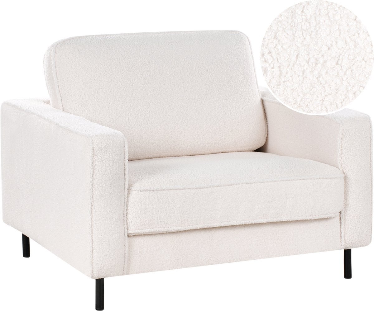 Beliani Fauteuil Shell Minimalistisch - Wit - Bouclé
