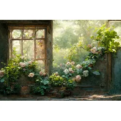 Leinwandbild ROMANTIK GARTEN (BHT 120x80x3,10 cm) - grün - BHT 120x80x3,10 cm
