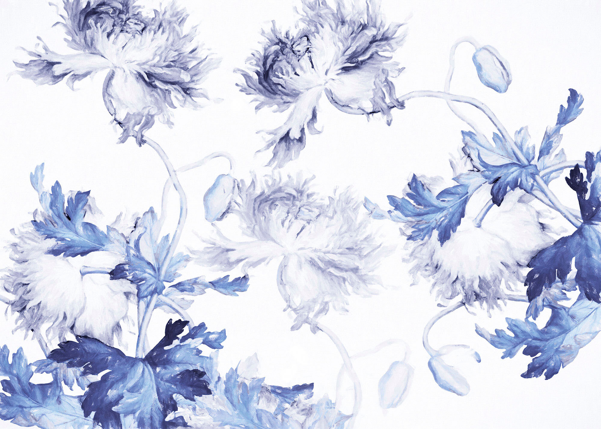 Vliestapete KOMAR "Digitaldruck Vlies - Blue Silhouettes - Grösse 350 x 250 cm", bunt, B:350m L:250m, Vlies, Tapeten, Vliestapete, Wohnzimmer, Schlafzimmer bunt B/L: 350m x 250m, Rollen: 1