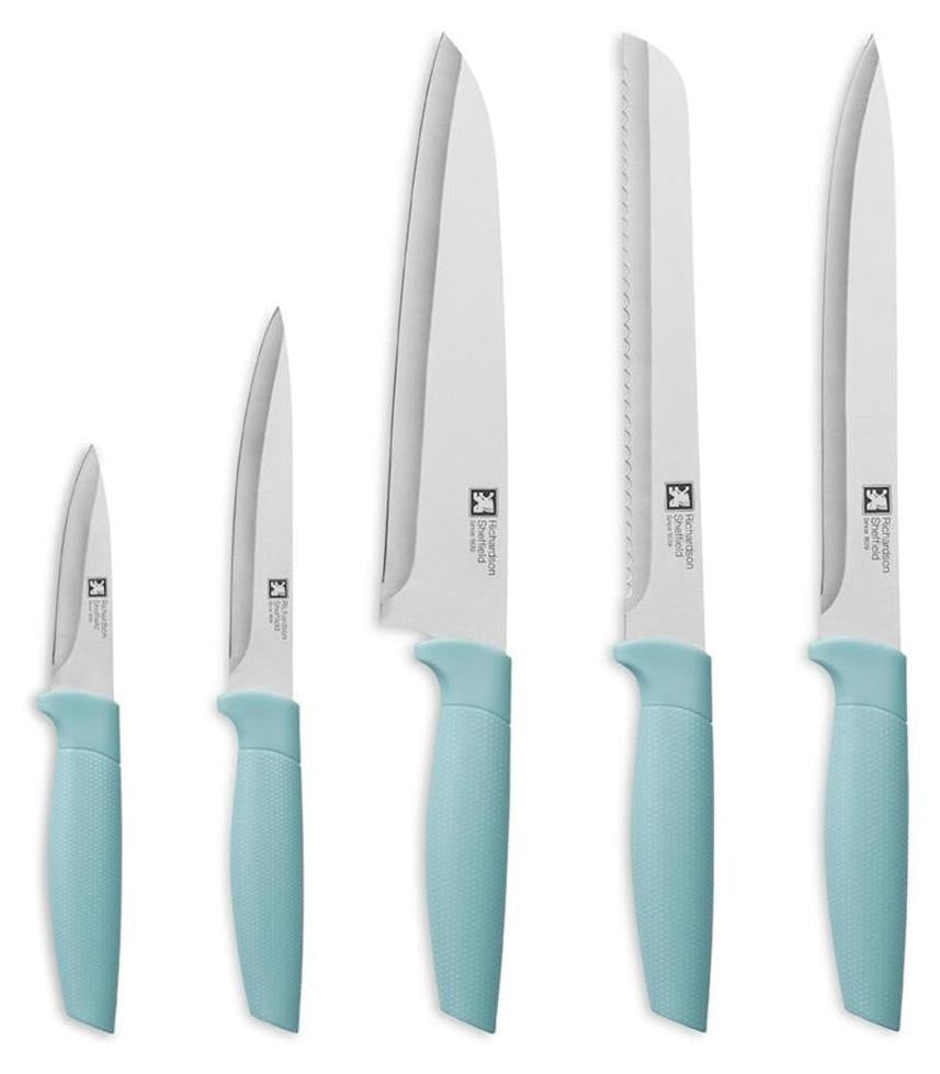 Dripio Vijfdelige keukenmes-set met ergonomische handgreep, blauw
