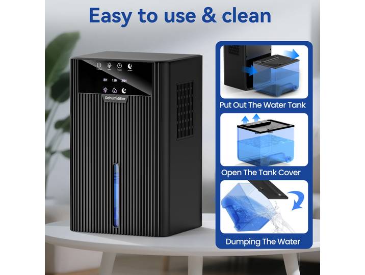 Mini déshumidificateur Portable, réservoir d'eau de 2,2 l, pour salon, chambre à coucher, usage intérieur et domestique, absorbeur d'humidité efficace