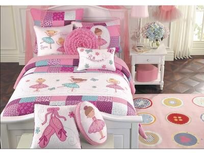 Cozy Line Home Fashions Cozy Line Ballerina Patchwork Reversible Cotton Bedding Quilt Set
