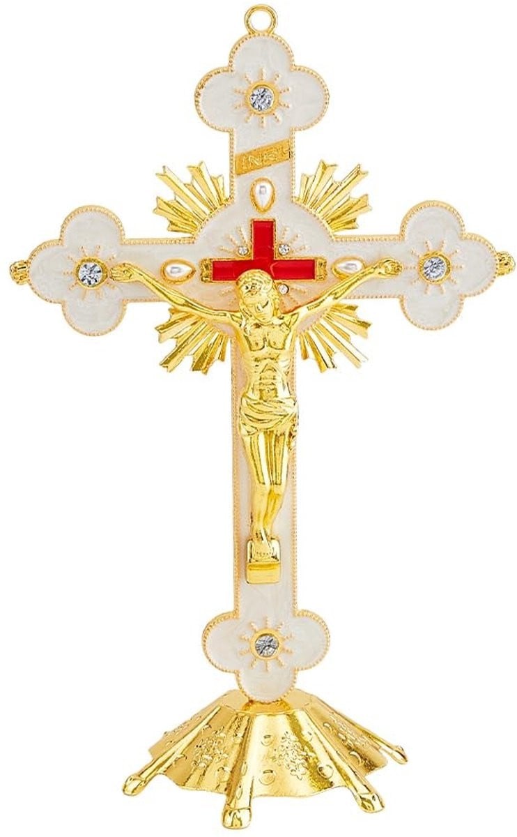 Dailygoods Staand Metalen Jezus Kruisbeeld voor Tafeldecoratie