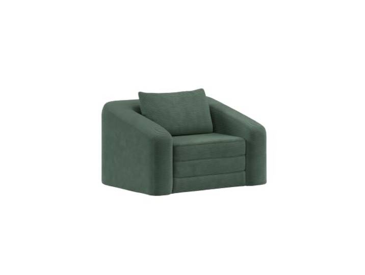 skølm Fjäll Schlafsessel Cord, Dunkelgrün, mit Kissen, ausklappbar 119x100x70 cm, Fernsehsessel fürs Wohnzimmer, mit Schlaffunktion, Relaxsessel, vakuumverpackt, ohne Aufbau, Gästesessel