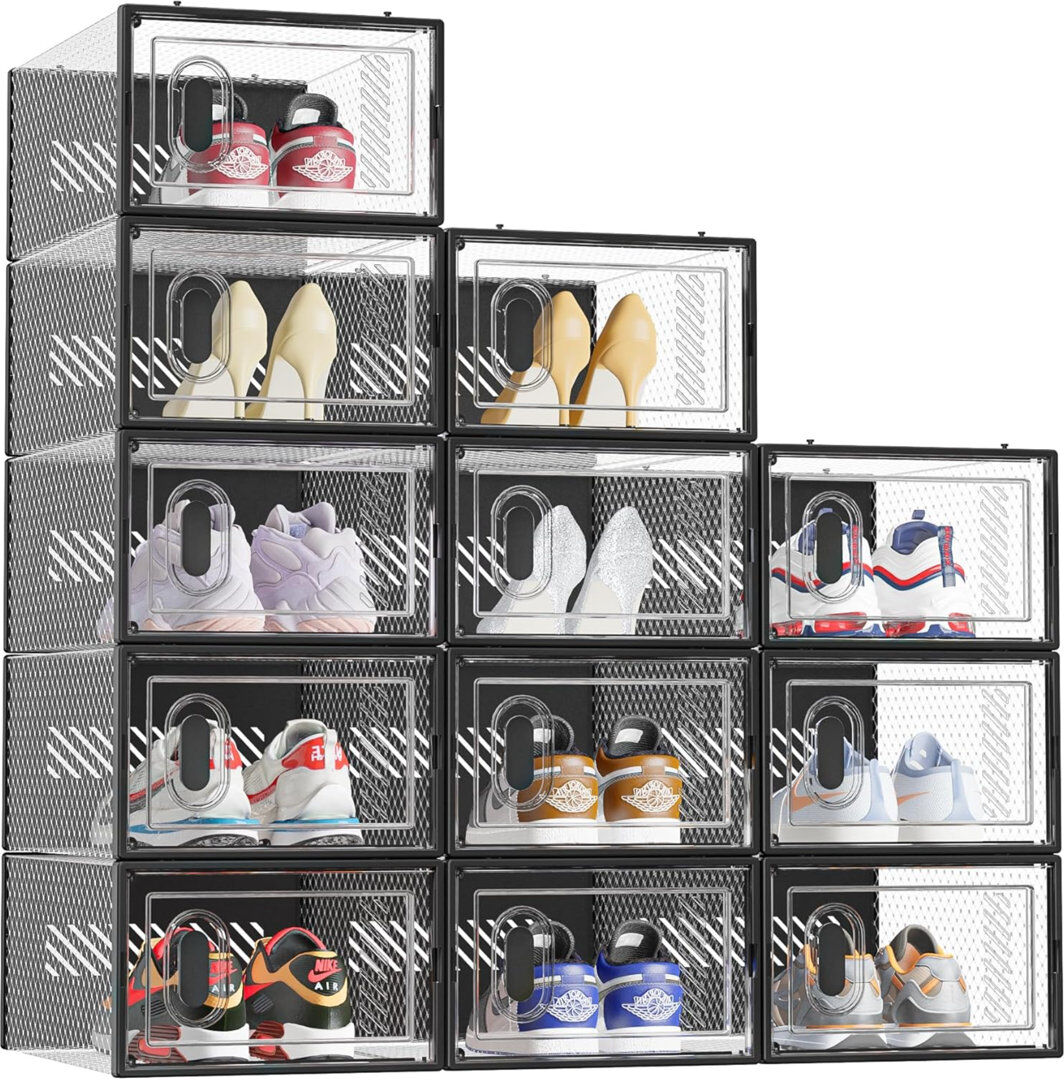 Rebrilliant 12 Pair Shoe Storage Box Black 12