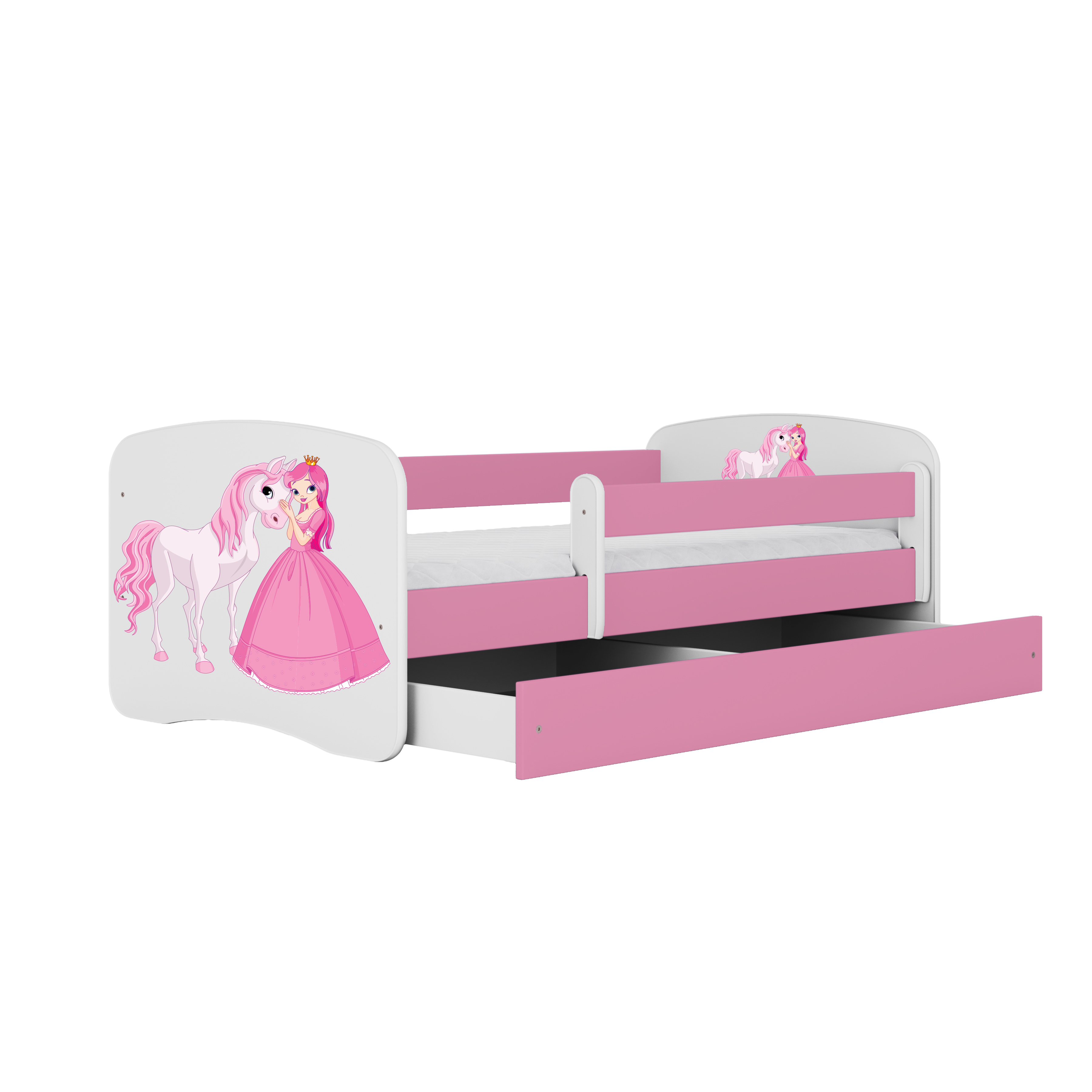 Kocot Kids Kinderbett Babydreams Prinzessin und Pferd 180x80 cm mit Matratze in rosa