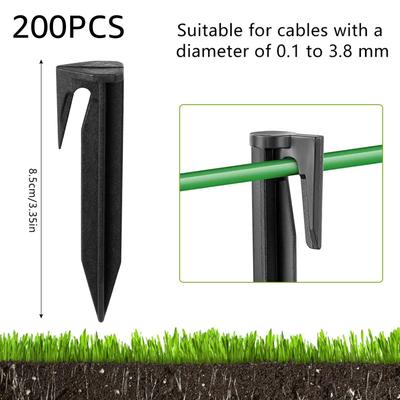 Garden Lawn Pegs Boundary Wire Stakes For Cable Fixing And Landscaping black 200pcs