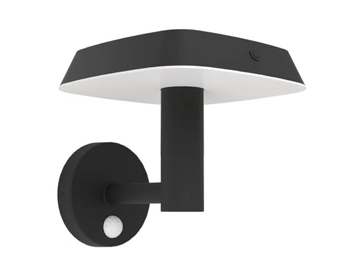 Eglo Applique murale extérieure LED Dreoli\, lampe solaire puissante avec détecteur de mouvement\, éclairage mural d'extérieur en plastique noir\, IP44