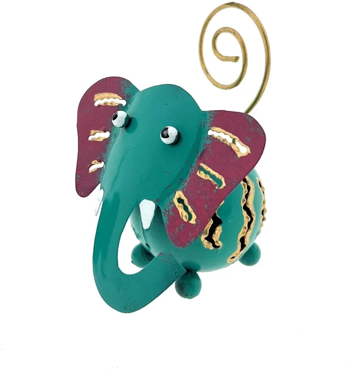 Foto of kaarthouder Onno metalen olifant turquoise