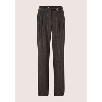 Bundfaltenhose MADELEINE "Hose Barrel-Leg-Hose mit Nadelstreifen", Damen, Gr. 40, N-Gr, grau (bleigrau, graphit), Modern, wide leg, Hosen