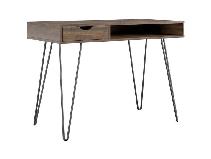Mid.you Schreibtisch, Walnussfarben, Metall, Holzwerkstoff, Holzoptik, 1 Schublade(n) Schubladen, Haarnadel, 77x49x104 cm, Stauraum, Büromöbel, Schreibtische, Bürotische