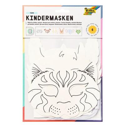 folia Kindermasken Tiere zum Ausmalen aus Pappe 6 Stück