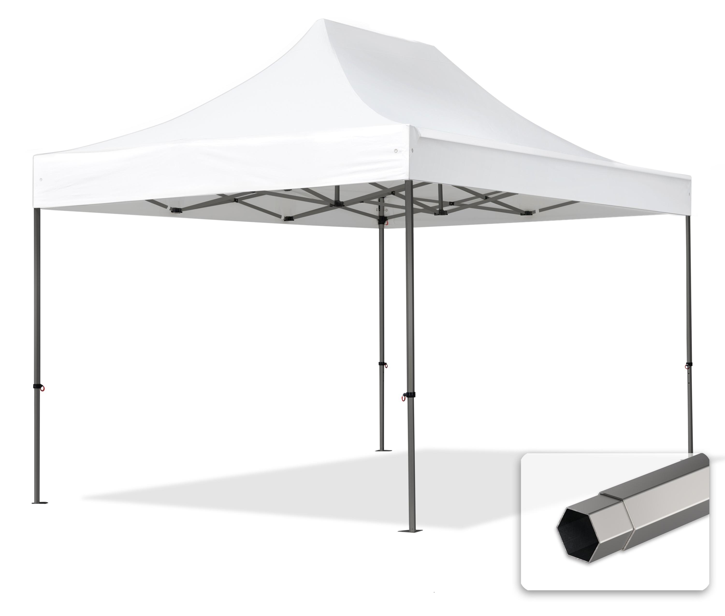 TOOLPORT 3x4,5m Stahl Faltpavillon, ohne Seitenteile, weiß