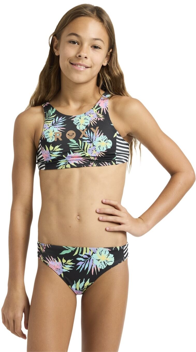 Triangel-Bikini ROXY "Roxy Active Set", Kinder, Gr. 16(165-172cm), Cup B, bunt (anthrazit aquarella active rg), Obermaterial: 82% Polyester, 18% Elasthan., Bikini-Sets Triangel-Bikini