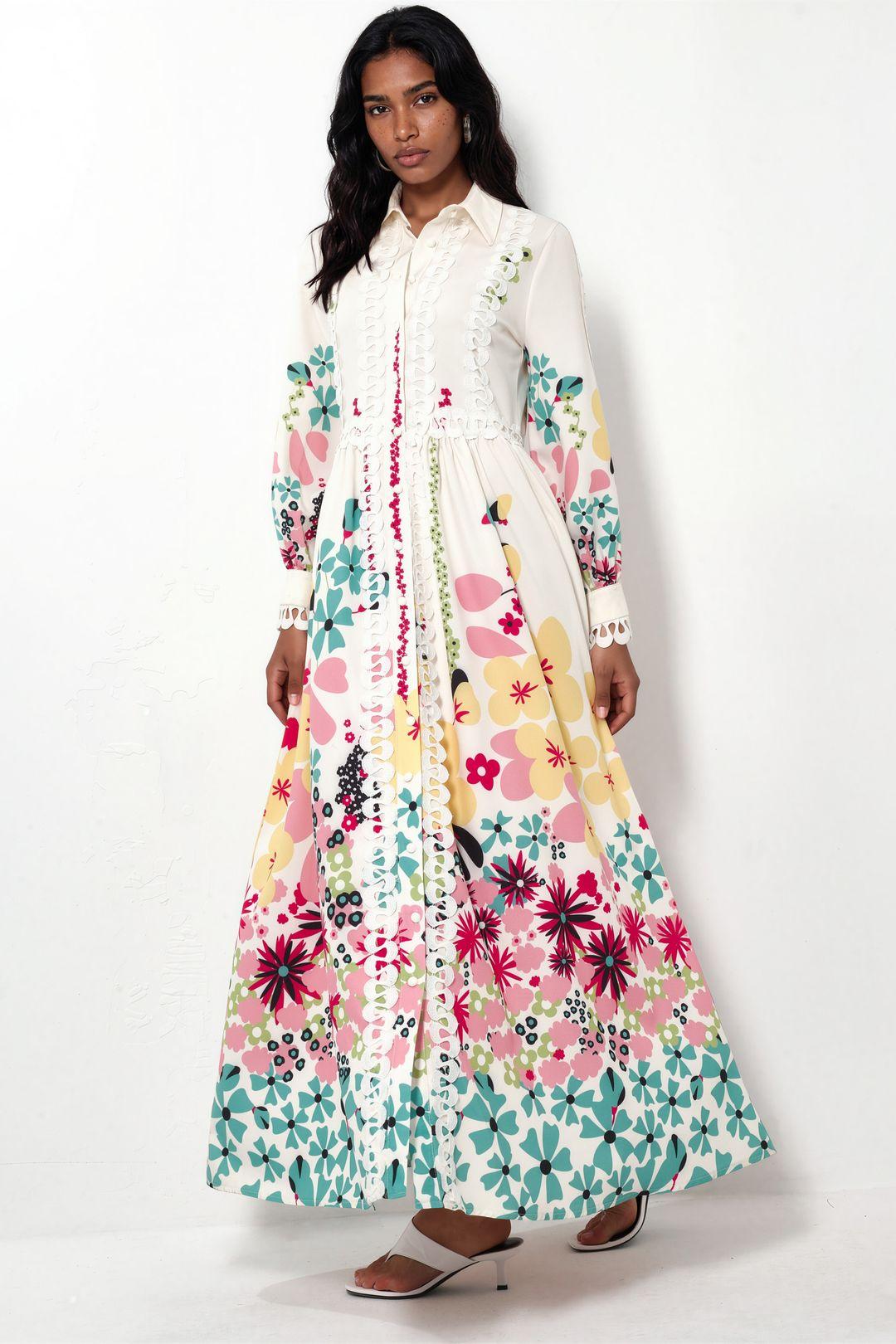 Blumen A-Linie Maxikleid