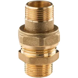 Messing Gewinde-Fitting Verschraubung gerade flachdichtend 3/4"AG - 3/4"AG (DN 20) - schwere Ausführung
