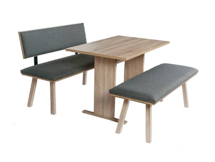 kundler home Eckbankgruppe 3-teilig, gepolsterte Esszimmerbank mit Rückenlehne, Sitzbank, Tisch, (Set), bestehend aus Esszimmerbank mit Rückenlehne, Sitzbank, Tisch