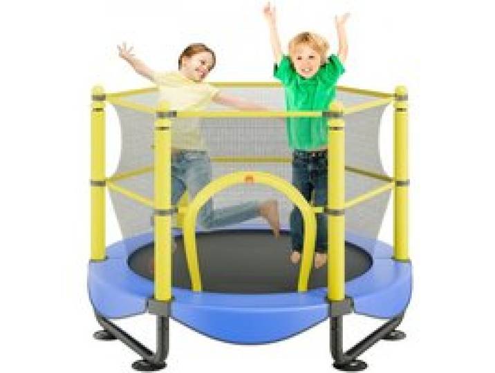 VEVOR Trampoline pour Enfants 152,4 cm Mini Trampoline Extérieur Intérieur pour Tout-petits avec Filet de Sécurité Panier de Basket et Balles Océan Cadeau d'Anniversaire pour Enfants de 3 ans et Plus